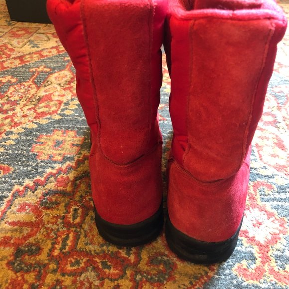 Lands End Red Suede Winter Snow Boots Fleece Lined Ladies Boots SZ 8 - Picture 8 of 12